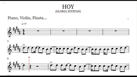 Hoy - Gloria Estefan - Partitura para Piano, Violín, Flauta... Chords - Chordify