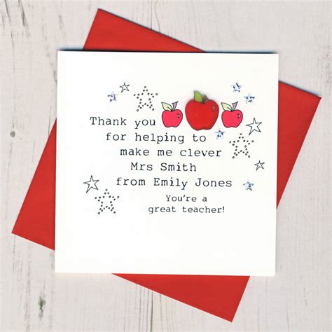 personalised handmade teacher thank you card by eggbert & daisy ...