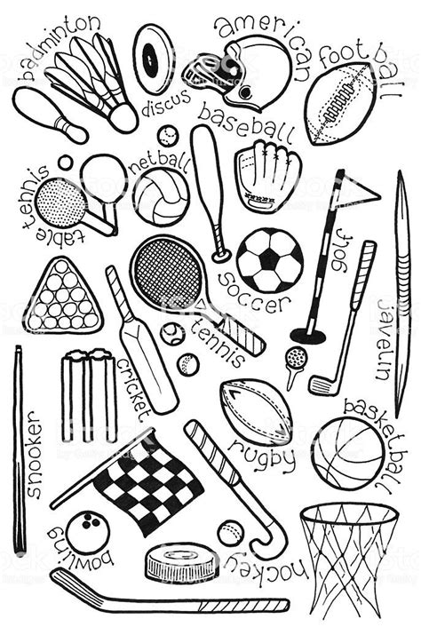 hand drawn doodles on a sports theme... | Sports drawings, Sports coloring pages, Doodles