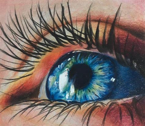 Colored pencils realistic eye drawing blue eye photorealism beautiful ...