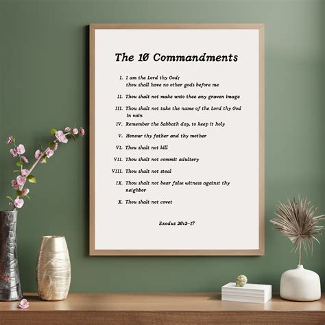 10 Commandments Poster Exodus 20 Religious Artwork - Etsy