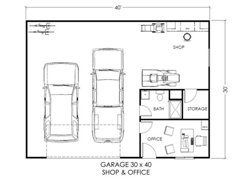 the garage floor plan with two cars in it