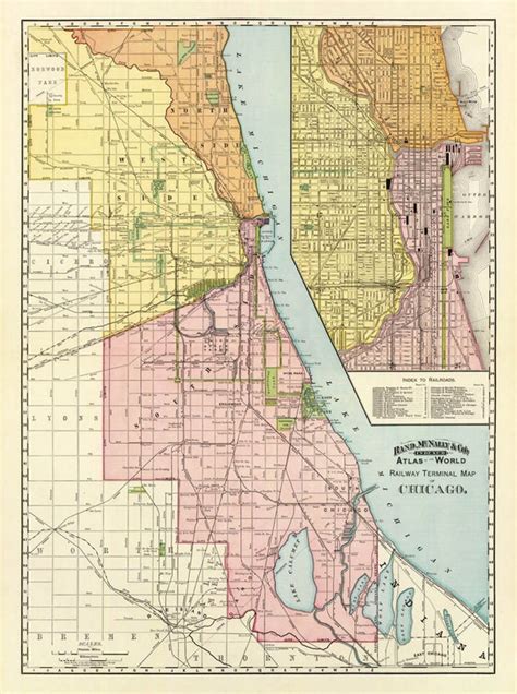 Old Chicago map Chicago city map Historic map by AncientShades