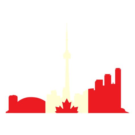 Toronto Landscape On Canada Flag Flat PNG & SVG Design For T-Shirts