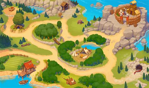 World map and characters for mobile game on Behance | Иллюстрации ...