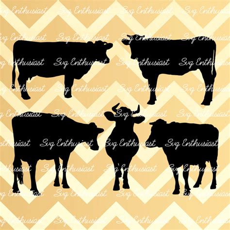 Cow Silhouette Bundle SVG, Cow Svg, Cow Bundle SVG, Farm Animals Svg ...