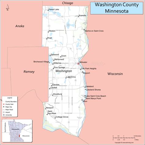 Washington County Map, Minnesota - Where is Located, Cities, Population, Highways & Facts