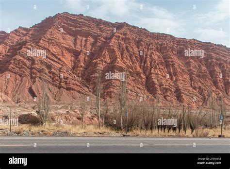 The red quartz sandstone formation standing on the surface Stock Photo ...