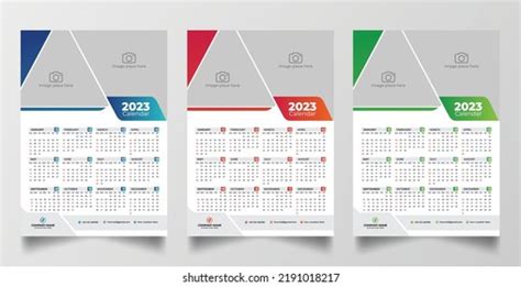 2023 One Page Wall Calendar Design Stock Vector (Royalty Free ...