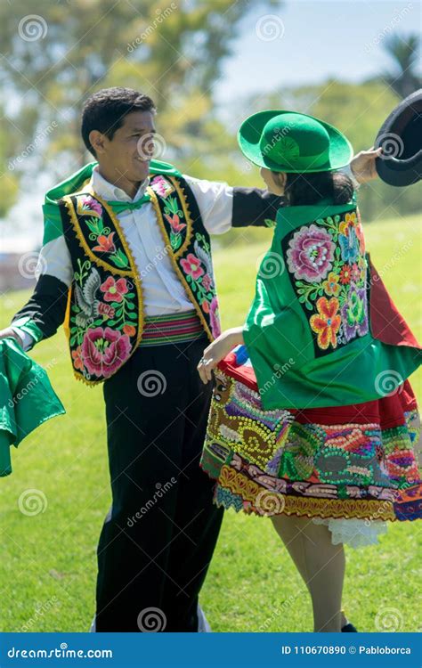 Peruvian Couple Dancing Huayno Dance Stock Photo - Image of american ...