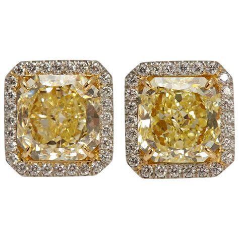 Fancy Yellow Diamond Earrings at 1stdibs