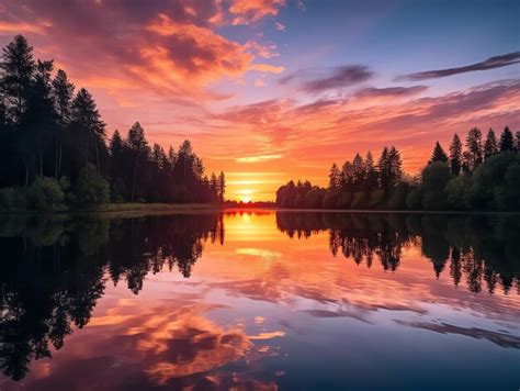 Premium AI Image | Autumn Reflection in a Forest Lake