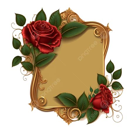 Floral Frame With Red Roses Transparent, Floral With Red Roses ...