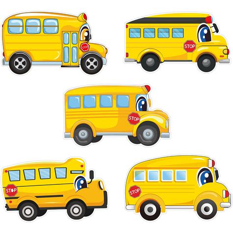 Buy 45 Pieces Colorful School Bus Cut-Outs, Bus Accents Paper Cutouts ...