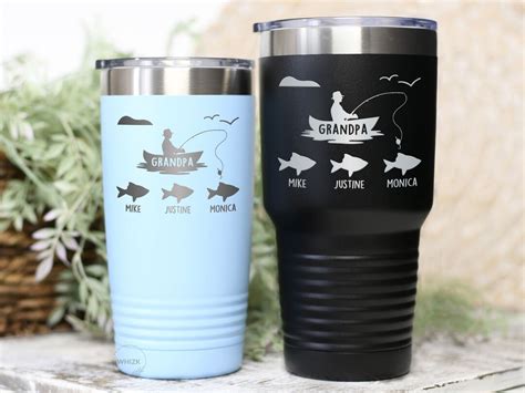 Grandpa Fishing Gifts for Fathers Day From Granddaughter, Grandpa Tumbler, Personalized Fish ...