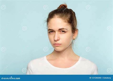 Suspicious Squinting Doubtful Girl Face Expression Stock Photo - Image of personality ...