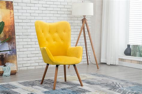 Roundhill Doarnin Contemporary Silky Velvet Tufted Button Back Accent Chair, Yellow - Walmart ...