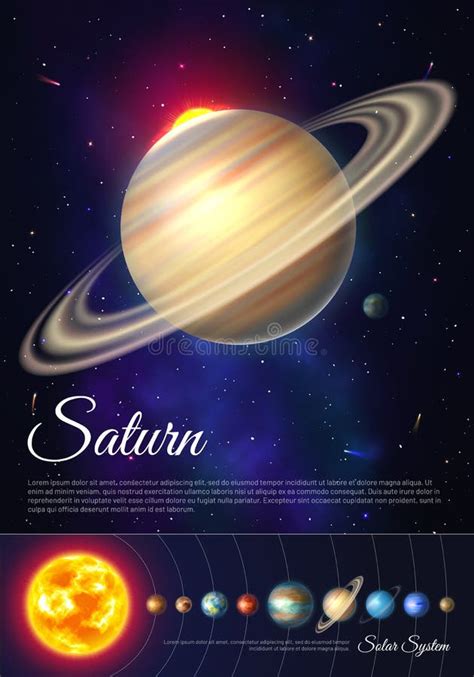 Saturn Planet with Rings of Gas Colorful Poster Stock Vector - Illustration of scifi, flyer ...