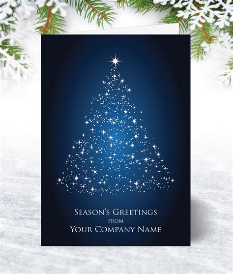 Star Topped Tree Blue Christmas Card - Corporate Collection