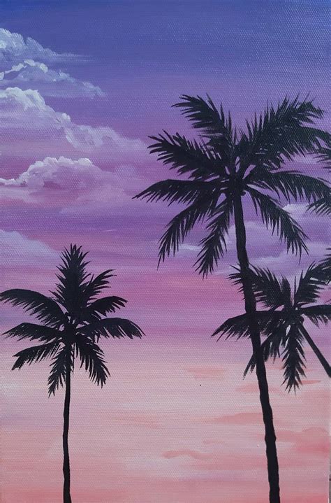 Palm trees 2 - oil painting, realism, modern paintings, summer, palm ...