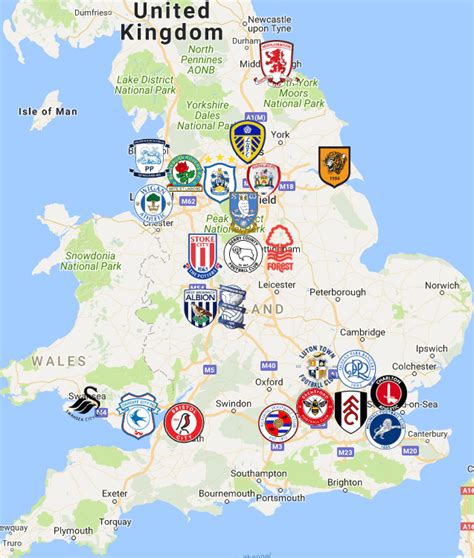 EFL Championship Map | Clubs | Logos - Sport League Maps | England map, England football, Soccer