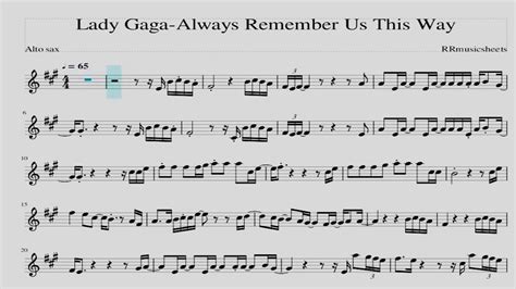 Lady Gaga-Always Remember Us This Way Alto Sax Sheetmusic Alto Sax ...