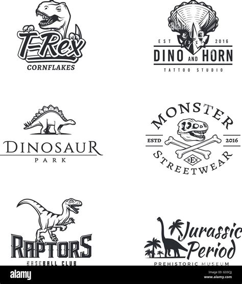 Logo Dino set. Logotype de dinosaures. Sport Raptor mascot design. T ...