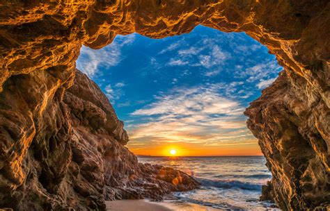 Cave Sunset Sea Hd Nature K Wallpapers Images Backgrounds Photos | My XXX Hot Girl