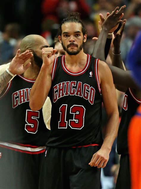 CHICAGO, IL - OCTOBER 31: Joakim Noah #13 of the Chicago Bulls celebrates a win over the New ...