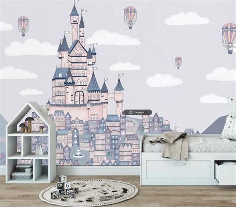 Fairy Tale Castle Wallpaper for Childrens Room Photo Wallpaper for Kids ...