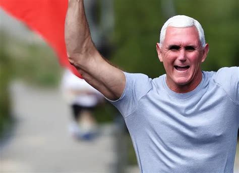 shirtless mike pence running marathon hands in air | Stable Diffusion ...