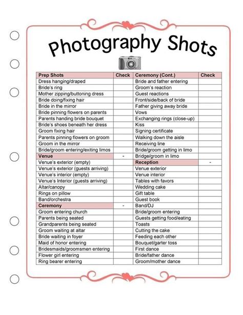 Wedding Photography Checklist template Wedding photographer | Etsy in ...