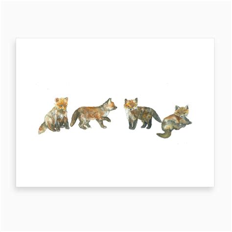 Fox Cubs Canvas Print by Lamblittle Illustration - Fy