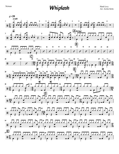 Whiplash-Drumset sheet music for Percussion download free in PDF or MIDI