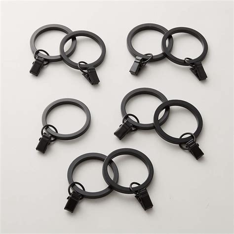 Modern Matte Black Curtain Rings with Clips Set of 9 + Reviews | CB2 Canada