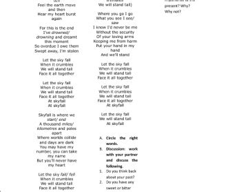 Song Worksheet: Skyfall by Adele