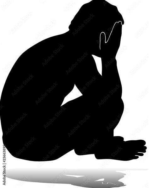 man crying vector silhouette Stock Vector | Adobe Stock