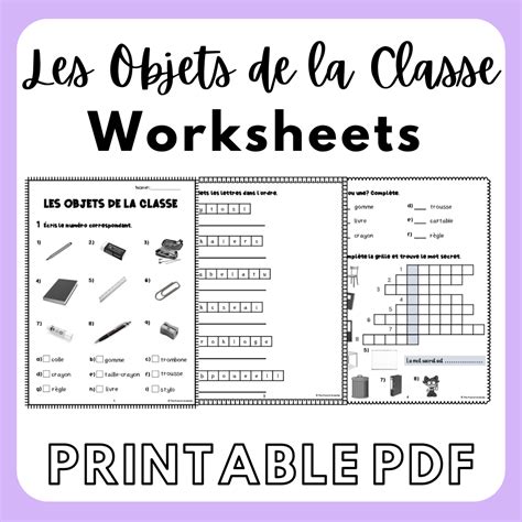 FRENCH Les Objets De La Classe Classroom Objects Activities Worksheets ...