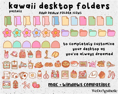 the kawai desktop folders are designed to look like different items