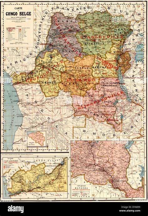 Map of the Belgian Congo, Carte du Congo Belge 1896 Stock Photo ...