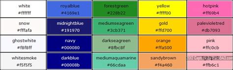 網頁 HTML RGB Color Code 色碼表與英文顏色代碼對照表 - 翰仔五四三