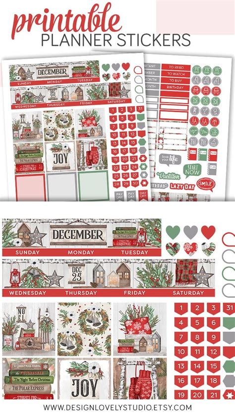 Happy Planner December Monthly Kit, Printable December Stickers Kit, December Planner Printable ...