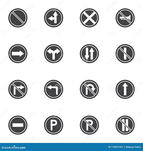 Traffic Signs Vector Icons Set Stock Vector - Illustration of perfect ...