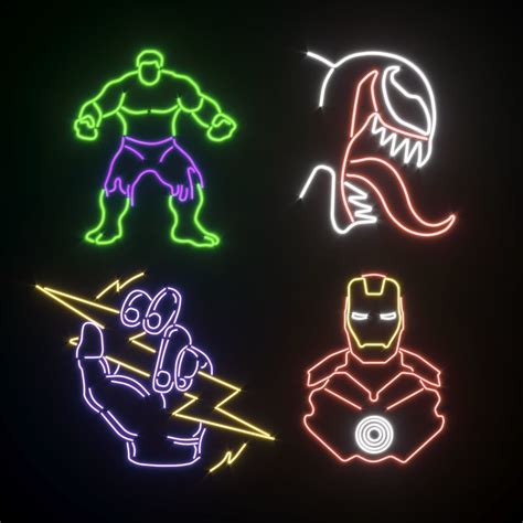 Neon set MARVEL | CGTrader