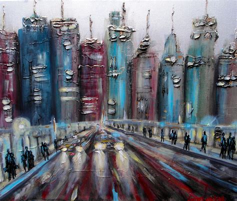 Modern abstract cityscape painting by Lindsey MacKay | Cityscape ...