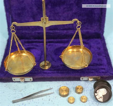 Vintage Gold Brass Balance Scale Box Weights