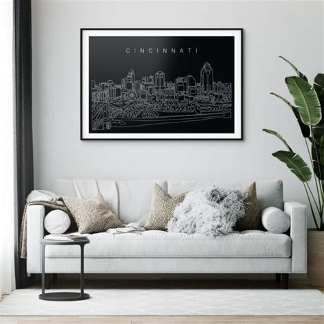 Cincinnati Skyline Art Print - Aesthetic Line Drawing Wall Art