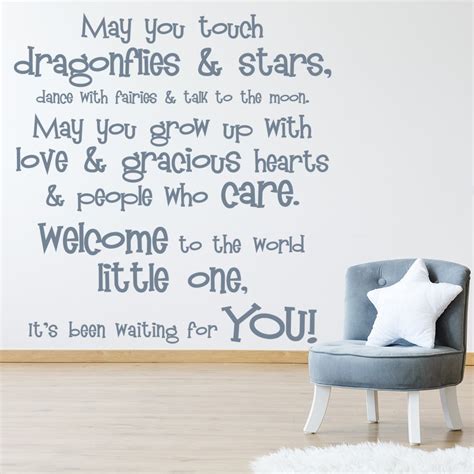 Welcome To The World Wall Sticker Nursery Quote Wall Decal Baby Girl ...