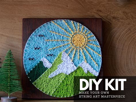 Mountains String Art DIY Kit for Adults and Kids With Mountains and Sun ...