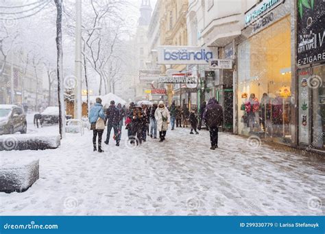 Snowfall in City Vienna Austria Editorial Stock Image - Image of snowy ...